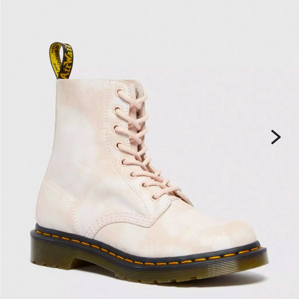 1460 PASCAL TIE DYE SUEDE LACE UP BOOTS PINK AND WHITE